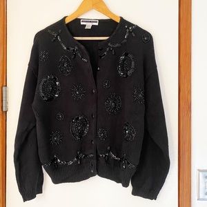 Vintage Jennifer Moore black sequin beaded sweater